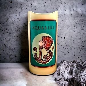 NWOT. Aquarius ♒️ Zodiac Flameless Candle with Timer